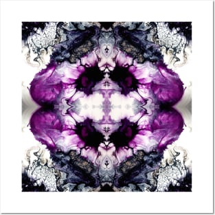 Purple Splash Paint Pour Pattern Posters and Art